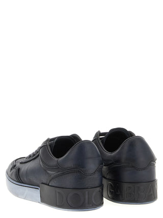 Black Lamb Leather Low Top Sneakers