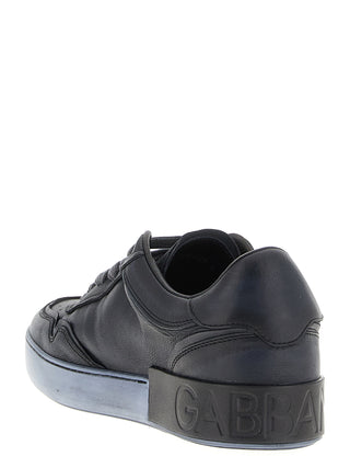 Black Lamb Leather Low Top Sneakers