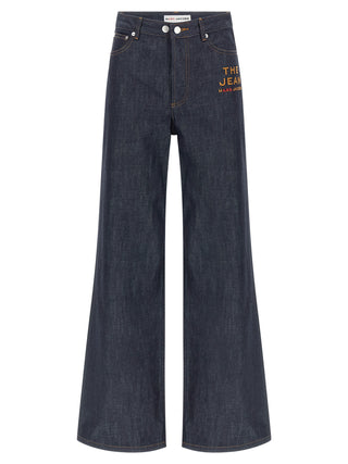 Blue Cotton Straight-Leg Jeans