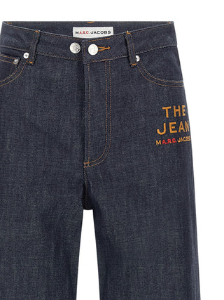 Blue Cotton Straight-Leg Jeans