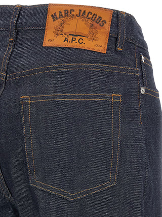 Blue Cotton Straight-Leg Jeans