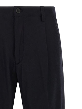 Blue Wool Casual Pants