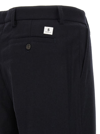 Blue Wool Casual Pants