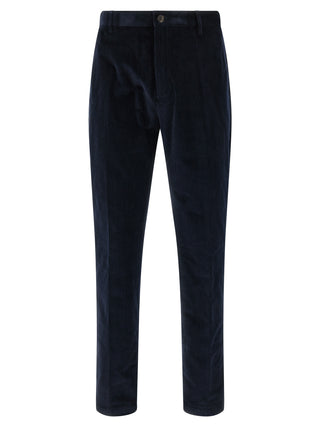 Blue Cotton Casual Pants