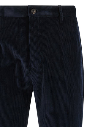 Blue Cotton Casual Pants