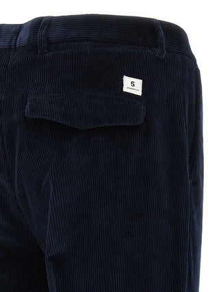 Blue Cotton Casual Pants