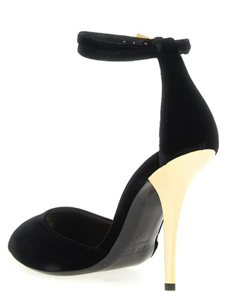 Black Viscose Stiletto Heel Sandals