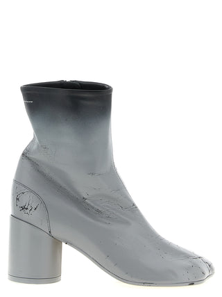 Gray Lambskin Ankle Boots