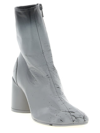Gray Lambskin Ankle Boots