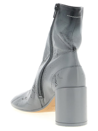 Gray Lambskin Ankle Boots
