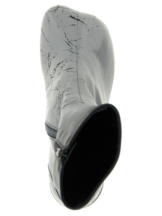 Gray Lambskin Ankle Boots