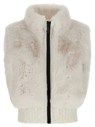 White Polyester Sleeveless Jacket