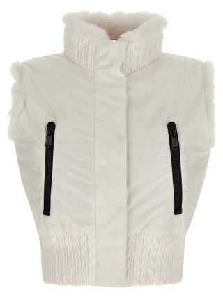 White Polyester Sleeveless Jacket