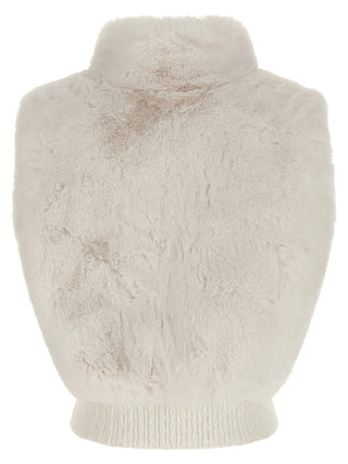 White Polyester Sleeveless Jacket