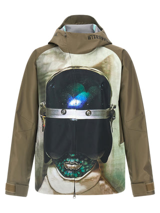 Chaqueta bicolor de nylon con capucha