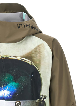 Chaqueta bicolor de nylon con capucha