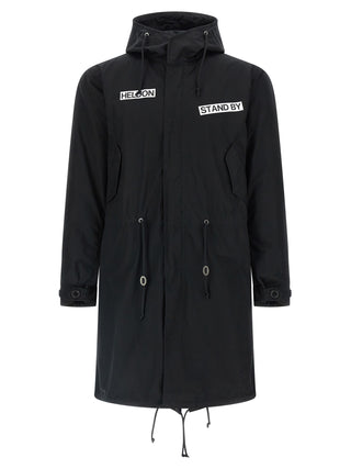 Parka negra de algodón
