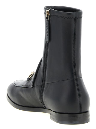 Black Lamb Leather Ankle Boots