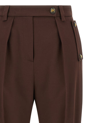 Pantalones casuales marrones de poliéster