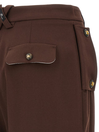 Pantalones casuales marrones de poliéster