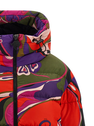 Chaqueta larga de poliamida multicolor