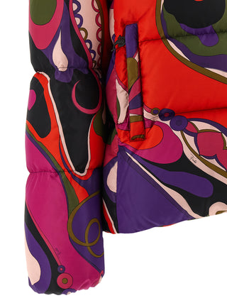 Chaqueta larga de poliamida multicolor