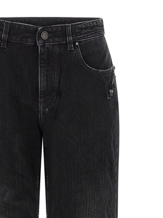 Black Cotton Straight-Leg Jeans