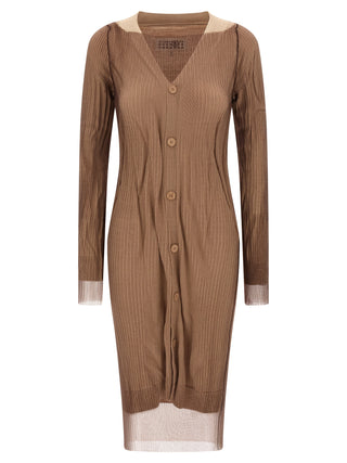 Beige Polyamide Midi Dress