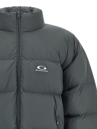 Gray Polyamide Full-Length Jacket