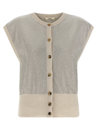 Beige Virgin Wool Sleeveless Jacket