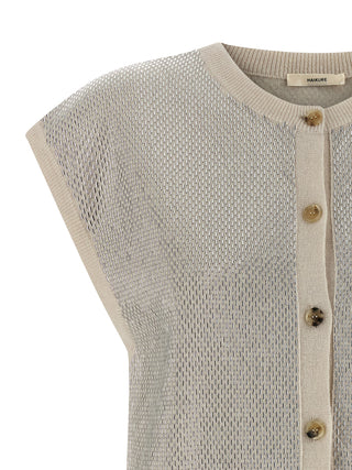 Beige Virgin Wool Sleeveless Jacket