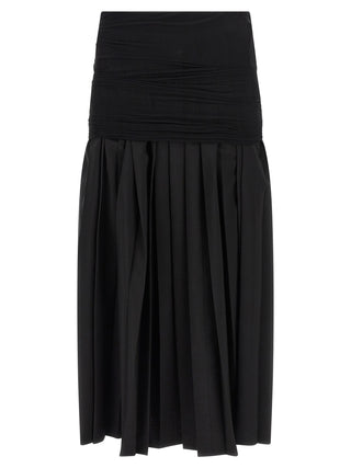 Black Polyester Midi Skirt