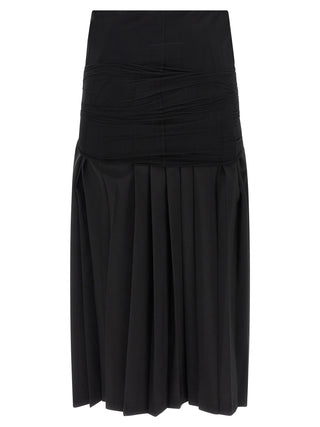 Black Polyester Midi Skirt