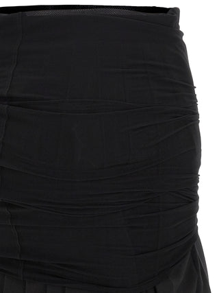 Black Polyester Midi Skirt