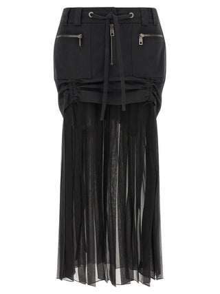 Black Silk Midi Skirt