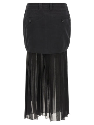 Black Silk Midi Skirt