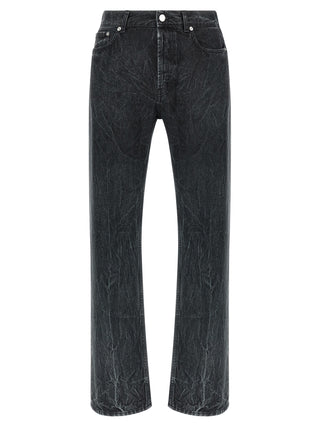 Black Cotton Straight-Leg Jeans