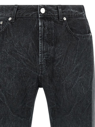 Black Cotton Straight-Leg Jeans
