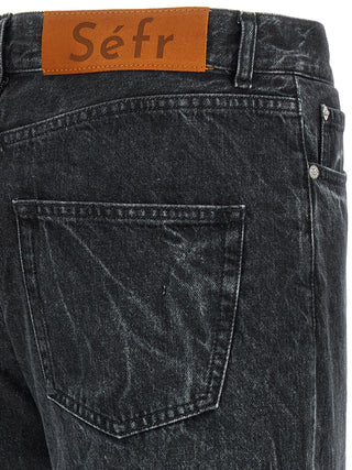 Black Cotton Straight-Leg Jeans