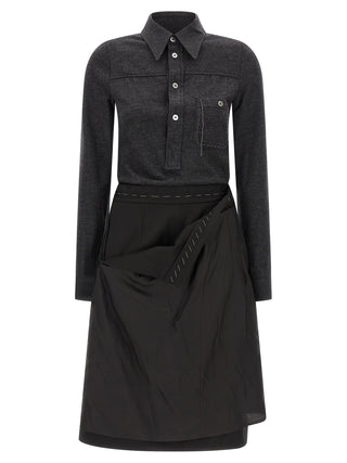 Gray Virgin Wool Midi Dress