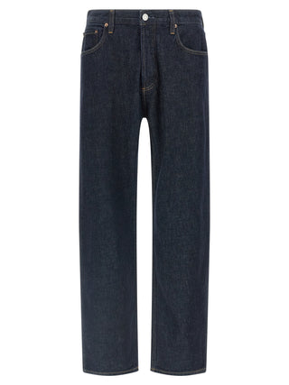 Jeans de pierna recta de algodón azul