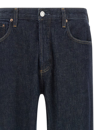 Blue Cotton Straight-Leg Jeans
