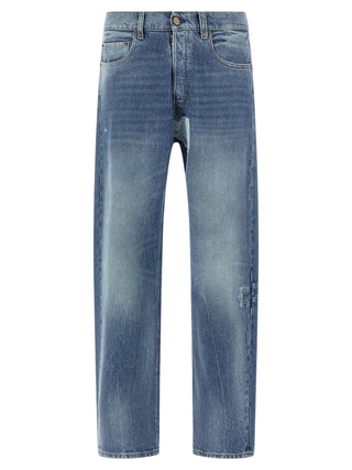 Jeans de pierna recta de algodón azul