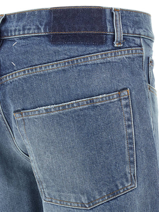 Blue Cotton Straight-Leg Jeans