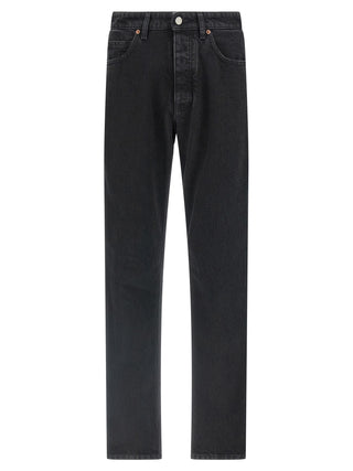 Black Cotton Tapered Jeans