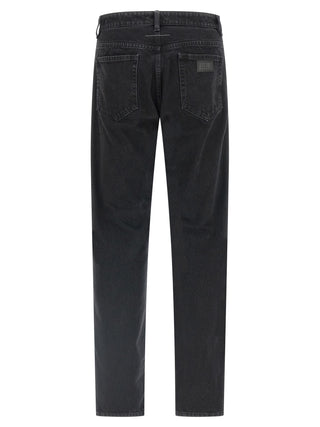 Black Cotton Tapered Jeans