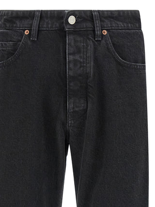 Black Cotton Tapered Jeans