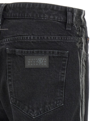 Black Cotton Tapered Jeans