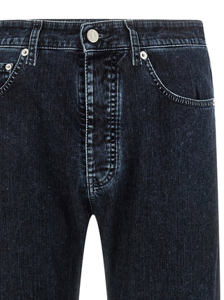 Black Cotton Straight-Leg Jeans