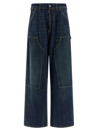 Jeans de algodón azul de corte relajado  